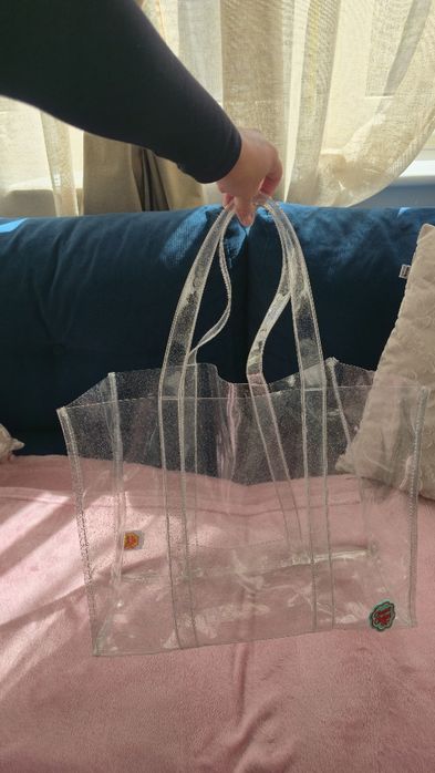 Przezroczysta brokatowa torba shopper bag plażowa na zakupy chupa chup