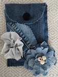 saszetka jeans kwiaty handmade