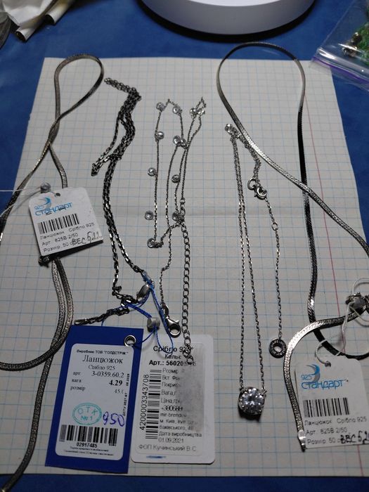 Цепочка колье срібло з фіанитами