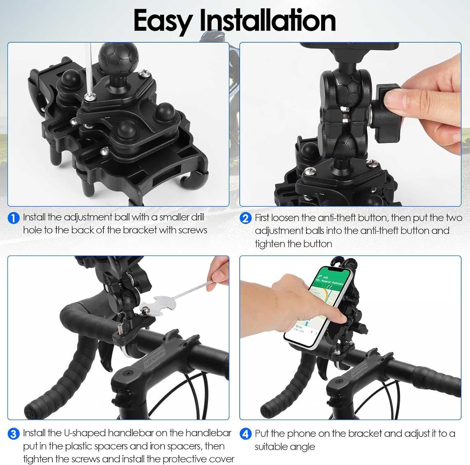 Suporte telemóvel para bicicleta  mota motocicleta