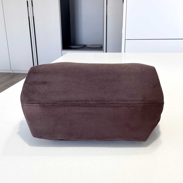 Стильна сумка гондола тоут жіноча коричнева колір кави якісна екозамша