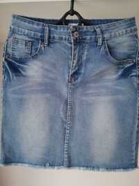 Spódnica ołówkowa mini jeans szachownica L
