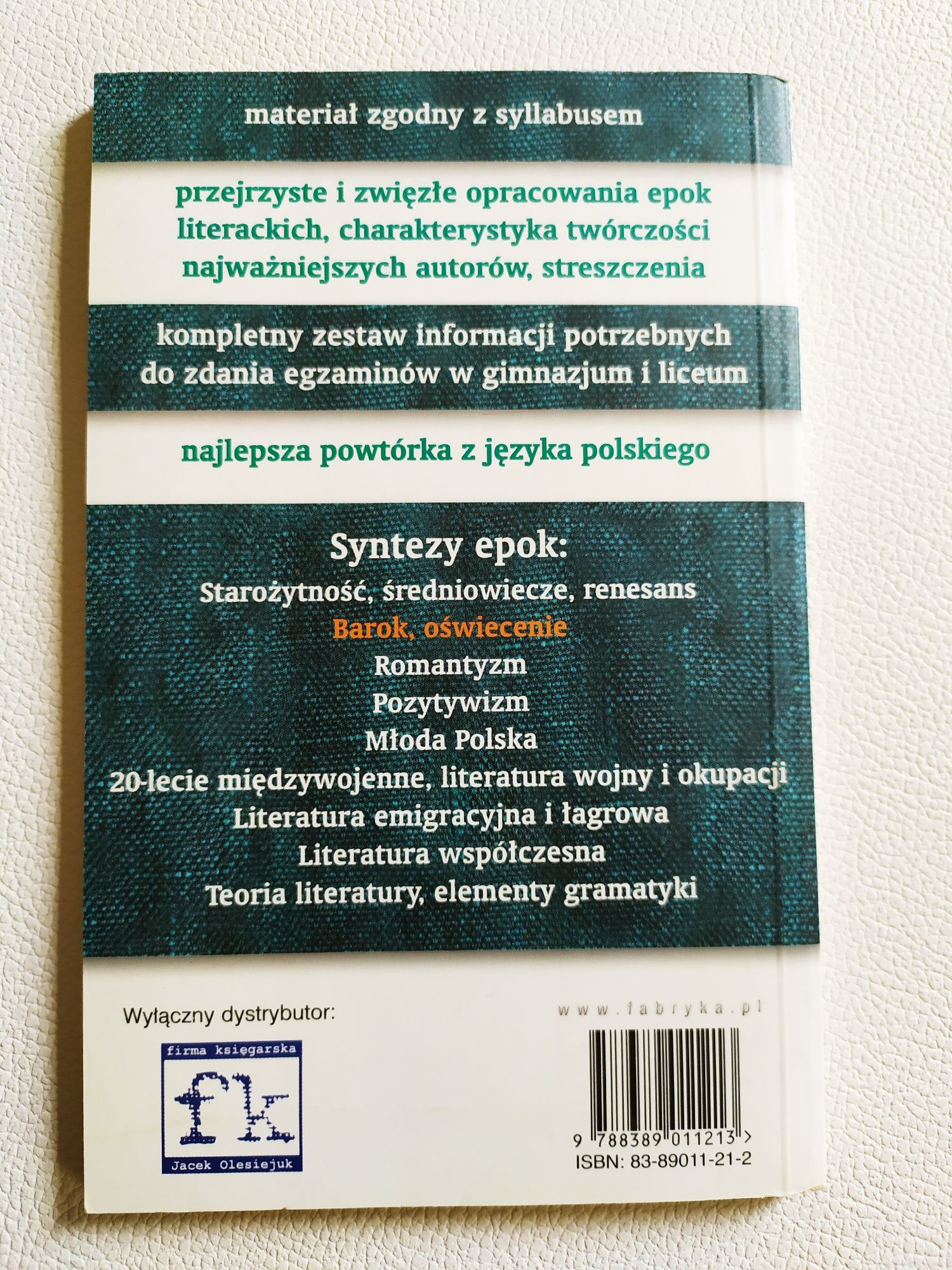 Książka Barok Oświecenie język polski skrypt
