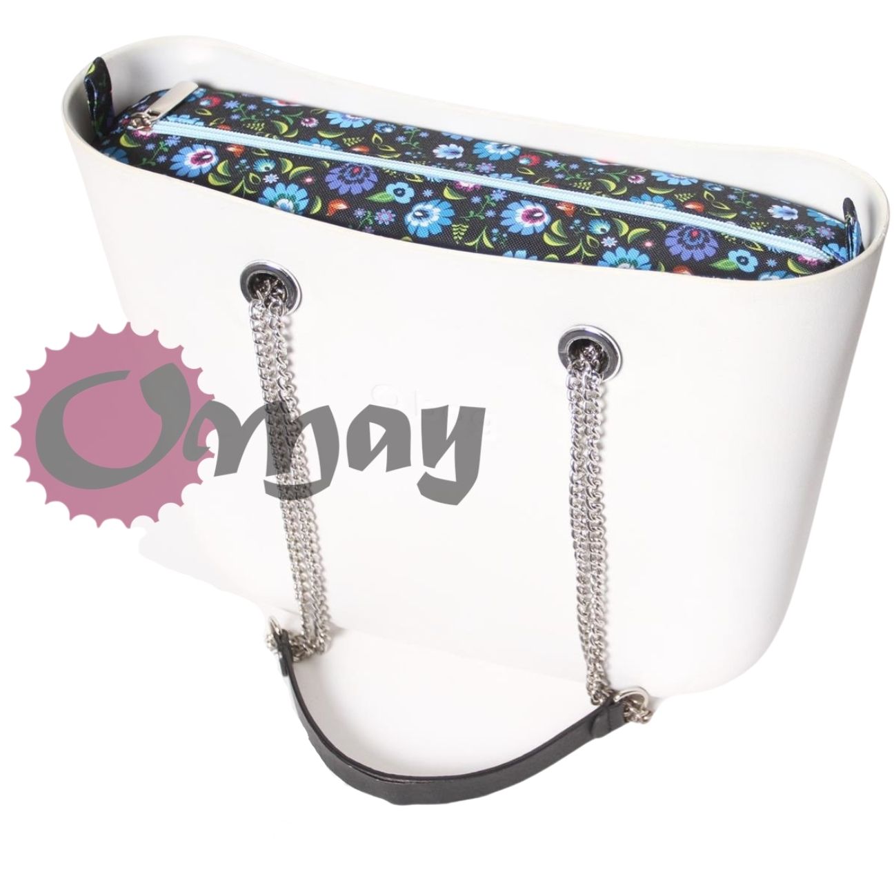 organizer OBAG MINI czarny folk błękit 2 kieszenie wkład OMAY.PL