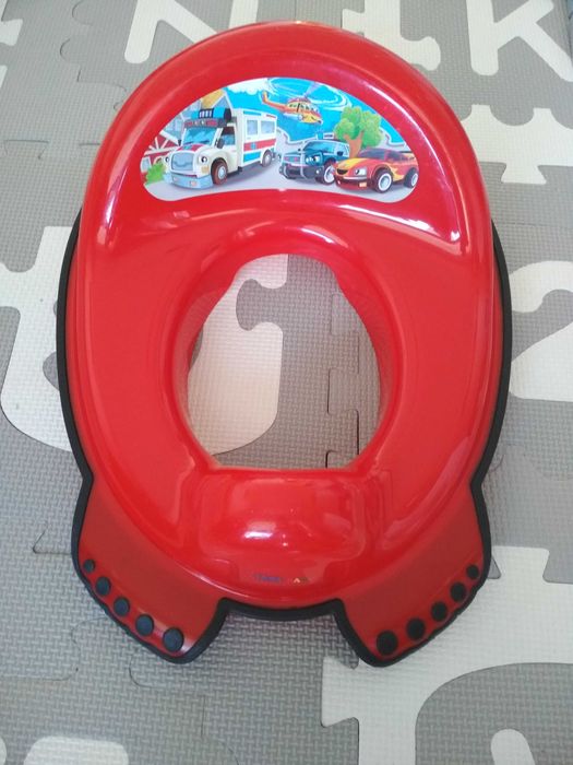 Nakładka na toaletę dla dziecka, czerwona, auta