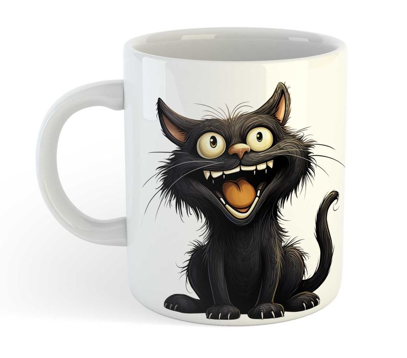Kubek ze śmiesznym kotem w stylu halloween