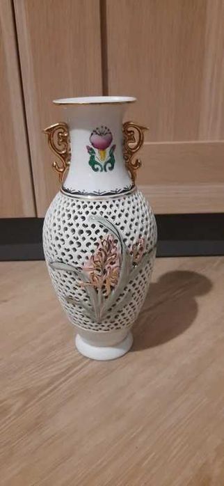 Kunsztowny Wazon Ażurowy / Porcelana Chinoiserie / Ręcznie Malowany