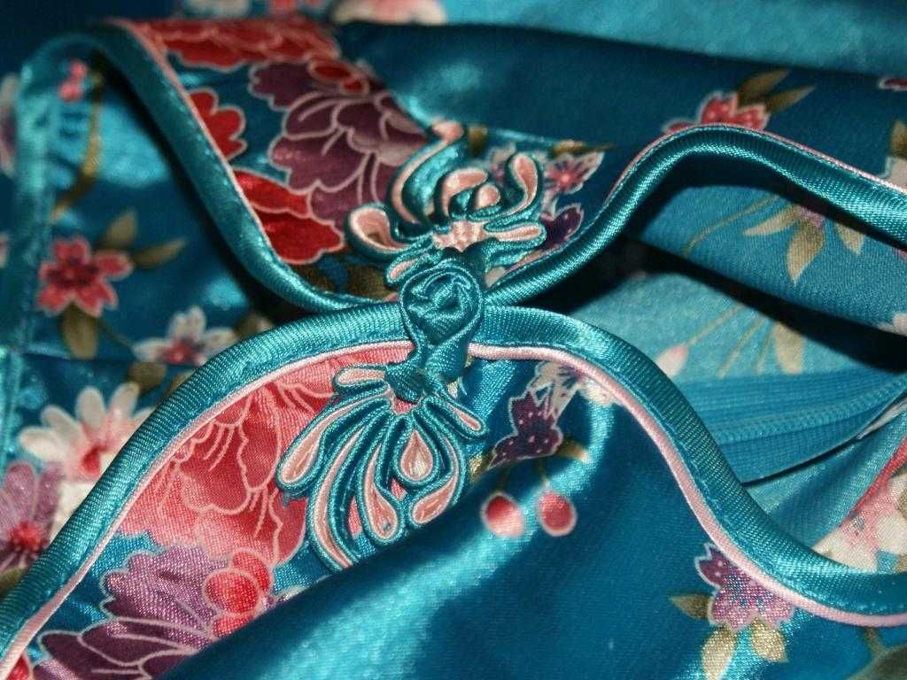 Chinka sukienka Azja kwiaty stójka orient 40 42