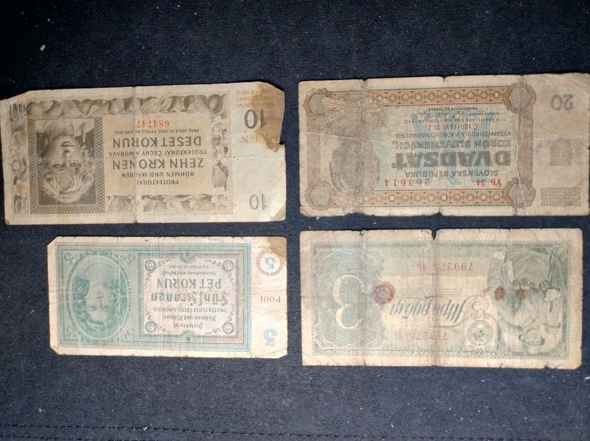 Zestaw banknotów mix ZSRR, Słowacja, Protektorat Czech i Moraw