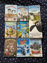 9x DVDs Wallace & Gromit, Ovelha Choné, Shrek, Valliant