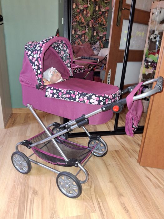 Wózek dla lalek ciemny róż