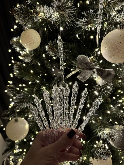 Підвіски-бурульки для ялинки — акрилові прикраси, новорічні