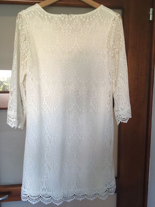 Sukienka koronkowa krótka biała boho roz S