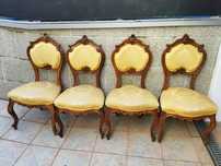 4 cadeiras estilo Luís XV, tecido adamastado original