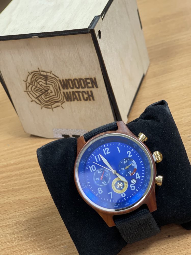 Наручные часы WoodenWatch Comandor, Синий циферблат