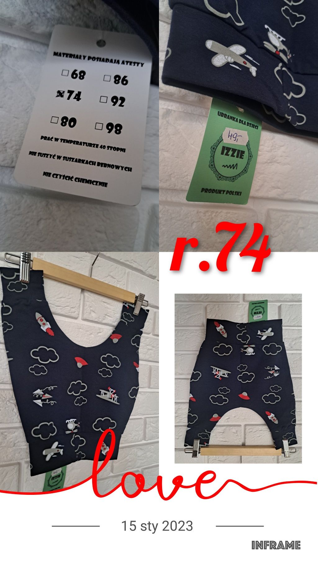 Baggy granatowe rakieta dresowe r.74 Izzie