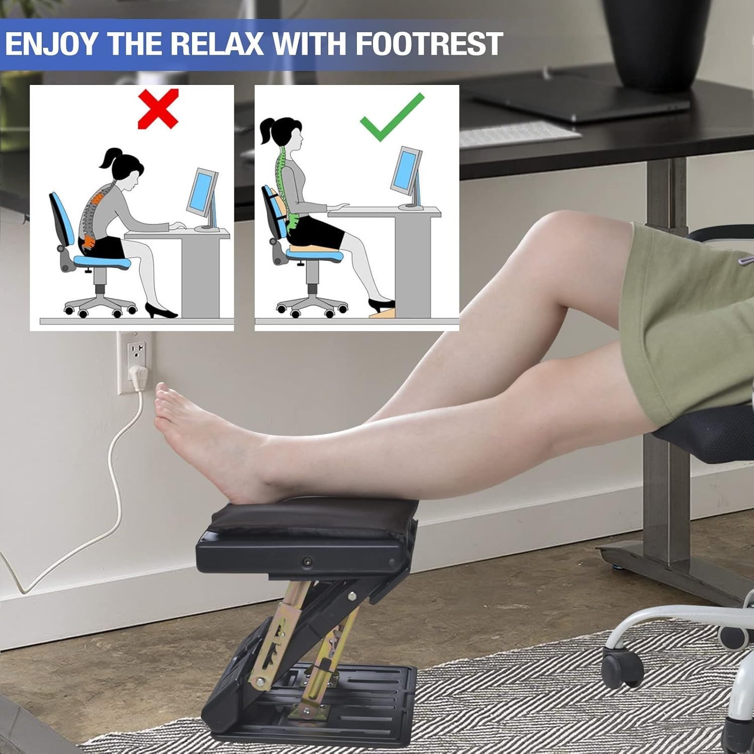 Podnóżek ergonomiczny regulowany pod biurko O119