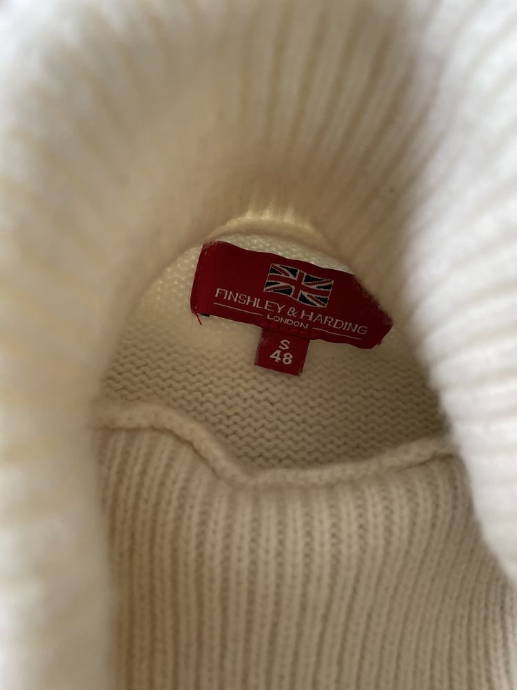 Sweter golf Finshley & Harding van graaf S/36 wełniany beżowy kremowy