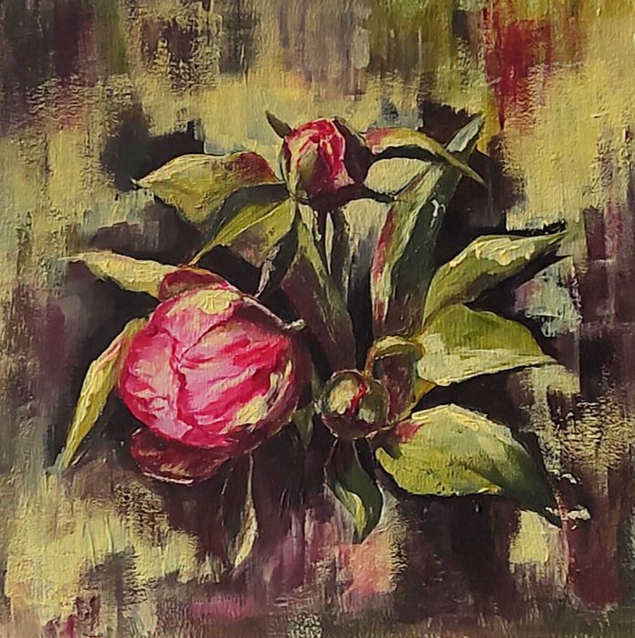 Півонії - живопис, пионы - картина, цветы