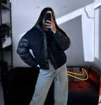 Чорна куртка Nike коротка дута джинсовка тепла