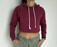 Bordowa bluza z kapturem damska top