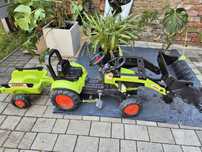Falk Claas traktor na pedały z łyżką i przyczepką