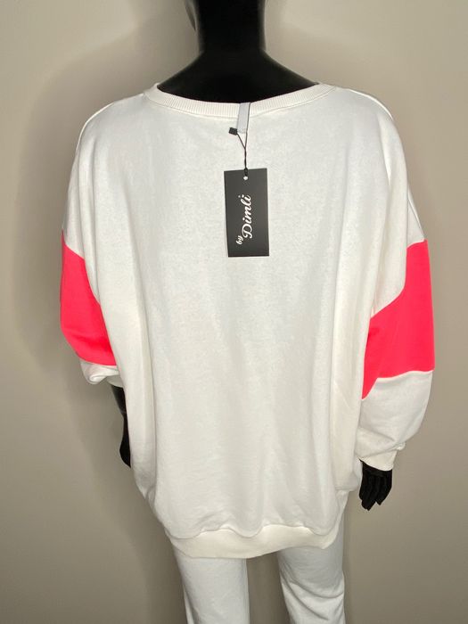 Nowy komplet dresowy Śmietana z neonowym różem rozm. One Size Aszmi