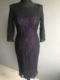 Koronkowa sukienka czarno fioletowa r. 38