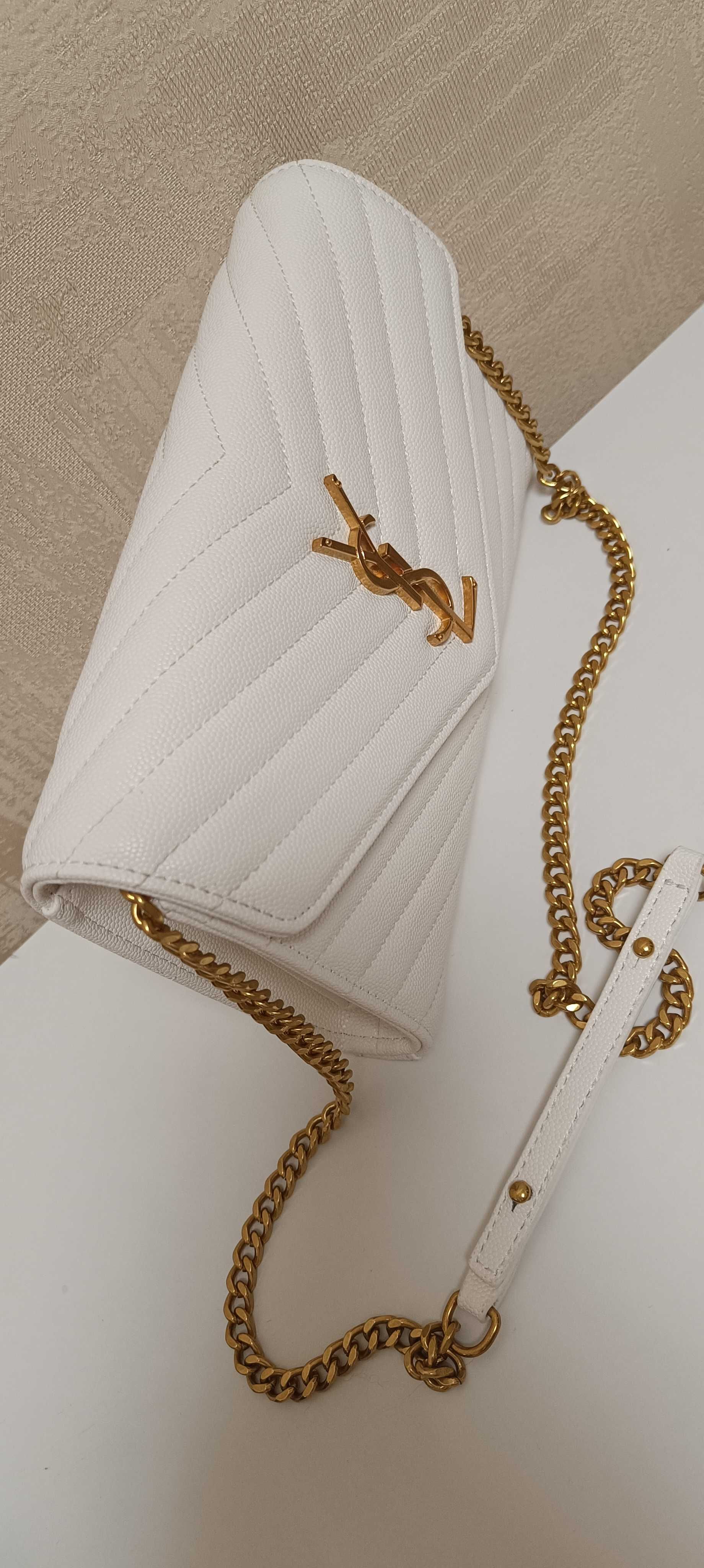 Клатч YSL сумка Сен Лоран белая