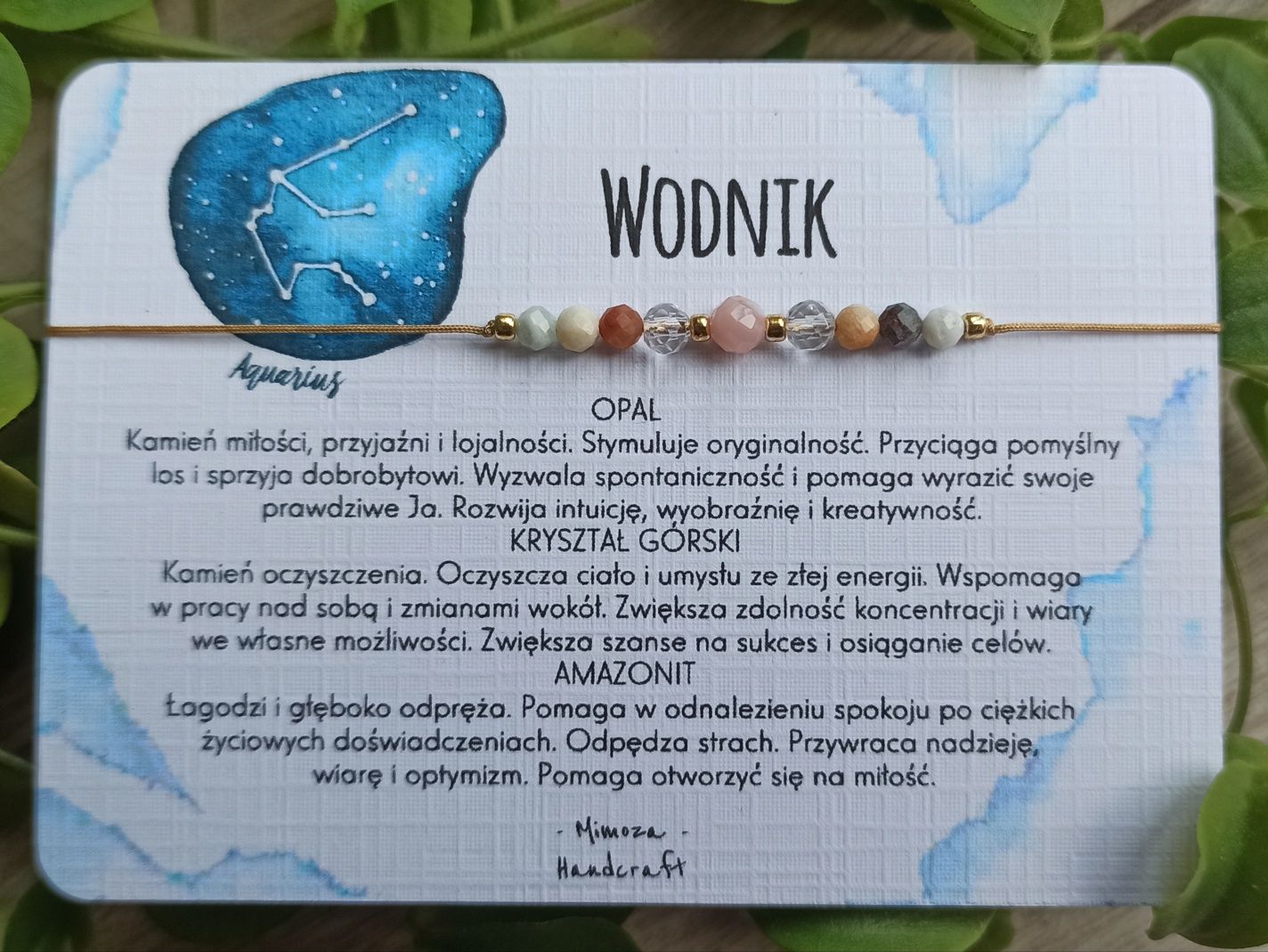 Wodnik bransoletka na szczęście, kamienie amulet