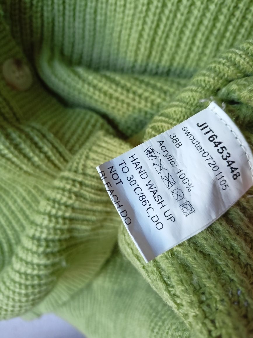 Sweter krótki kardigan rozpinany Zielony Groszek Shein M oversize