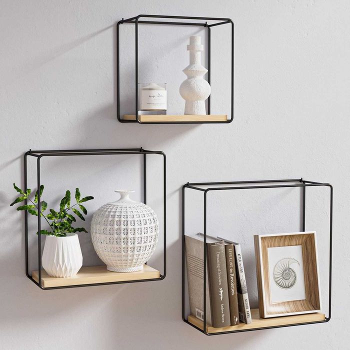 Półki ,regał ścienny, 3 różne rozmiary, czarny, metalowy