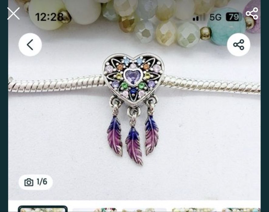 Zestaw charm srebro S925 6sztuk