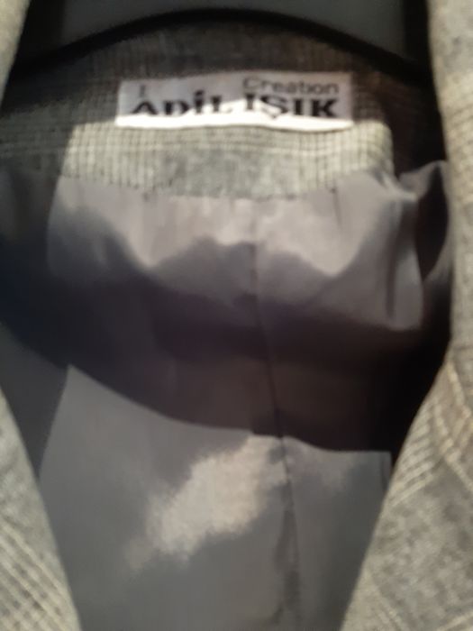 Żakiet prl damski S vintage boho szary kratka damski podszewka kobieta