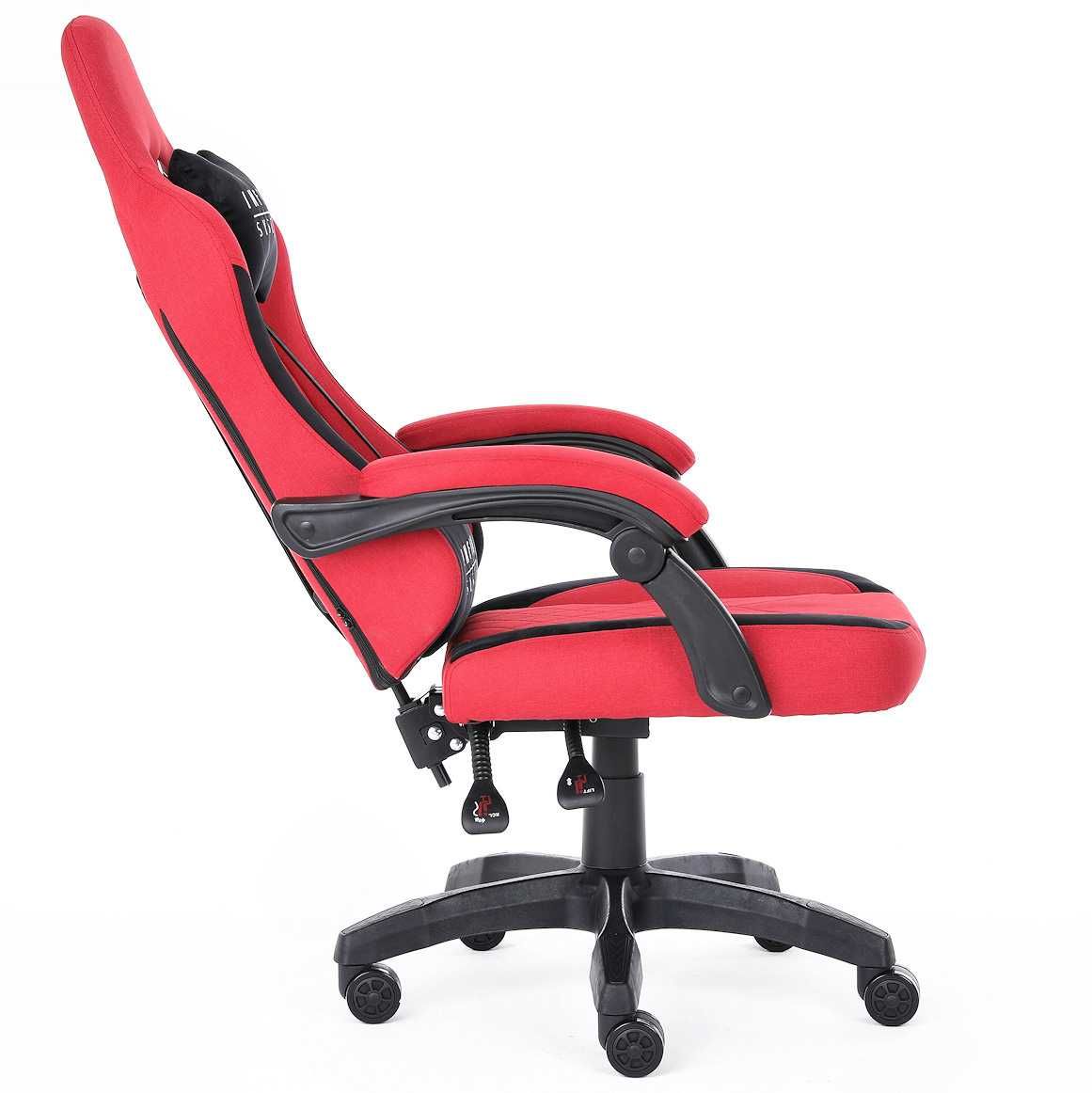 Fotel Gamingowy Infini System z tkaniny kolor czerwony