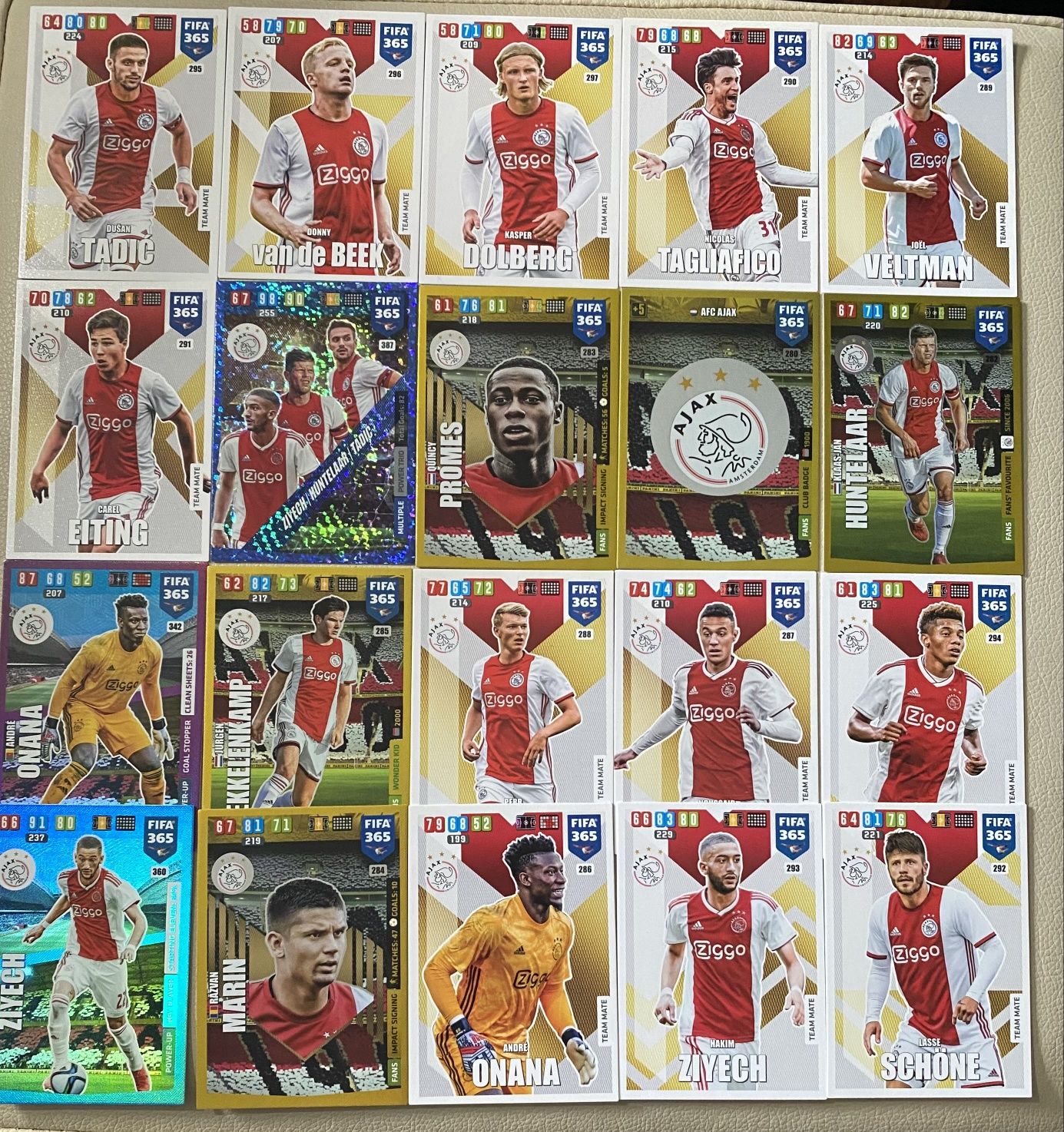 Karty piłkarskie Ajax Amsterdam (20x)