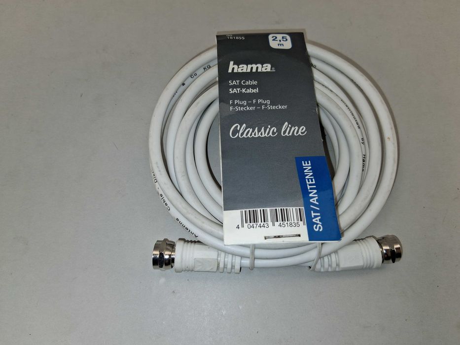 N110 Kabel Satelitarny Hama Classic Line F-Plug 2.5m Tv Sat