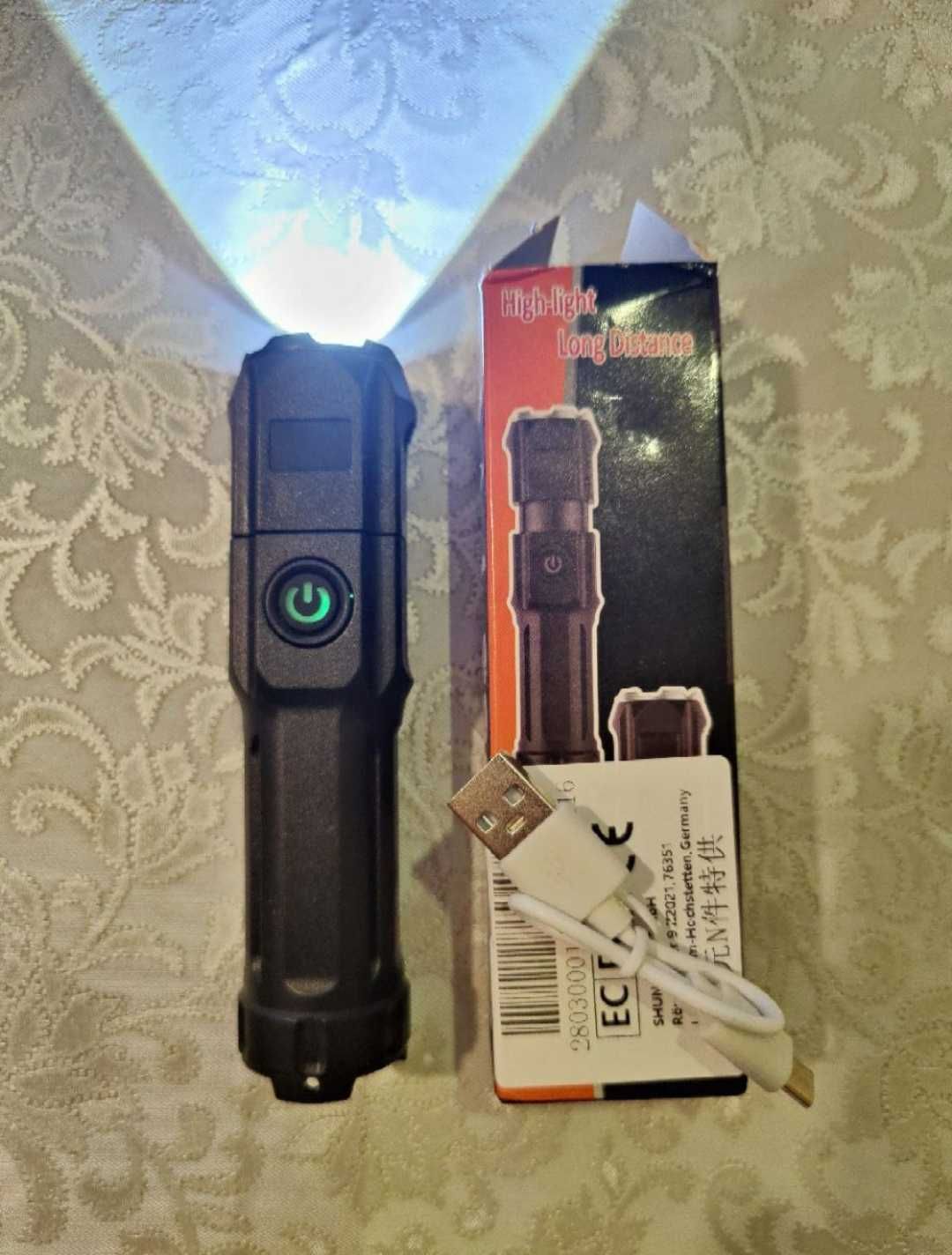 Аккумуляторный фонарь , ручной фонарик (ЗАРЯДКА от USB)