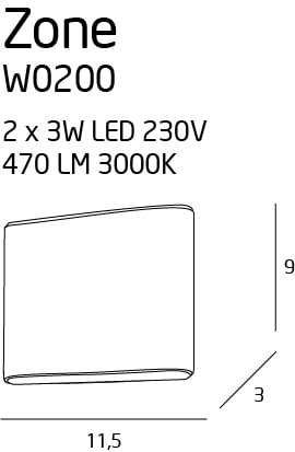 Lampa kinkiet ścienny MAXlight ZONE I W0200 IP44 biały 3000K