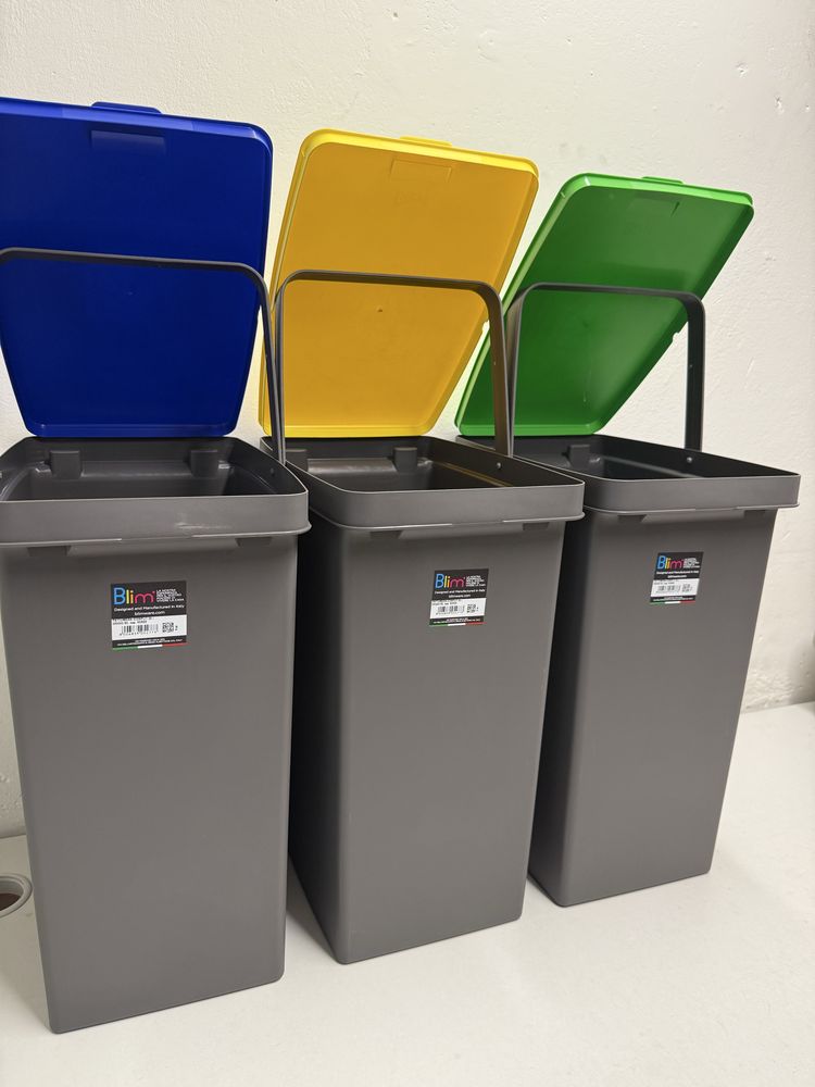 Kosze do segregacji 3 sztuki szkło papier plastik