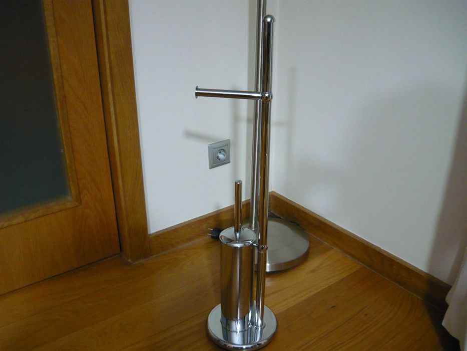 Conjunto Porta toalhas + Porta Rolos + Tubo piaçaba - 2 Peças Cromado