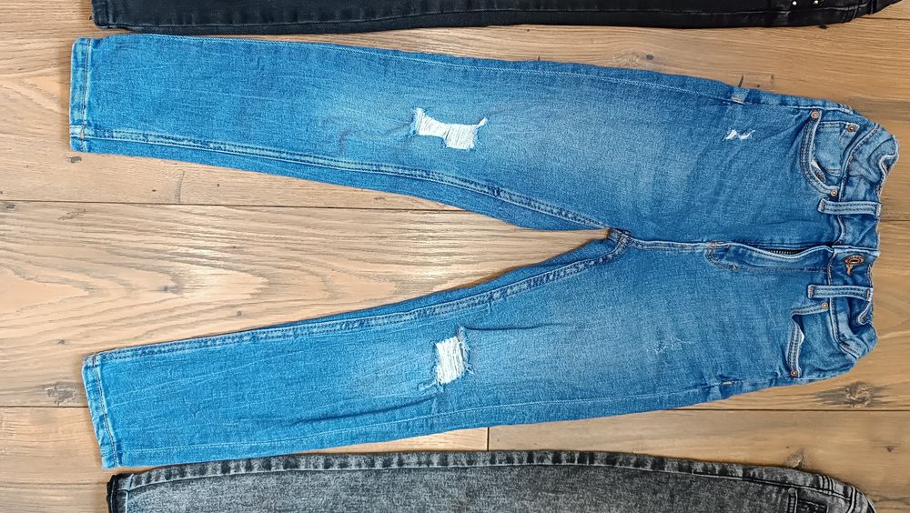 Paka zestaw 128 spodnie 3-PARY jeansowe dla dziewczynki skinny C&A rur