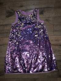 Sukienka fioletowe cekiny h&m 122