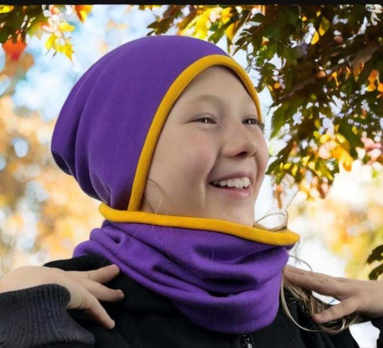 Zestaw wełniany komin czapka dwuwarstwowa 100% wełna wool merino