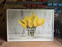 Obraz tulipany + półka okrągła