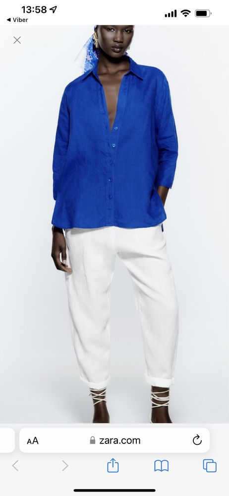 Льнаная рубашка Zara , текущая коллекция, красивейшего цвета