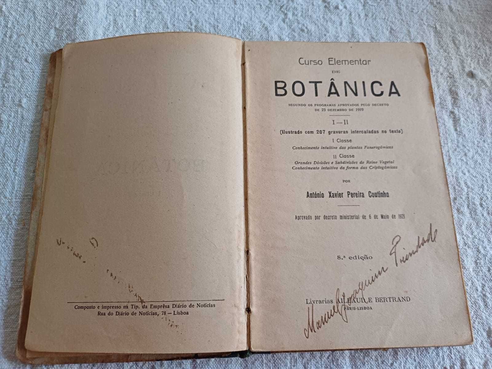 Curso Elementar de Botânica, António Xavier Pereira Coutinho,1921,8ªed