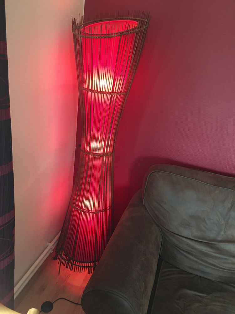 Lampa stojąca x 2 piękna z wikliny bordowo czerwona