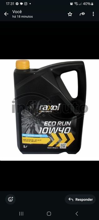 Óleo de motor 10W40 raxol 5 litros