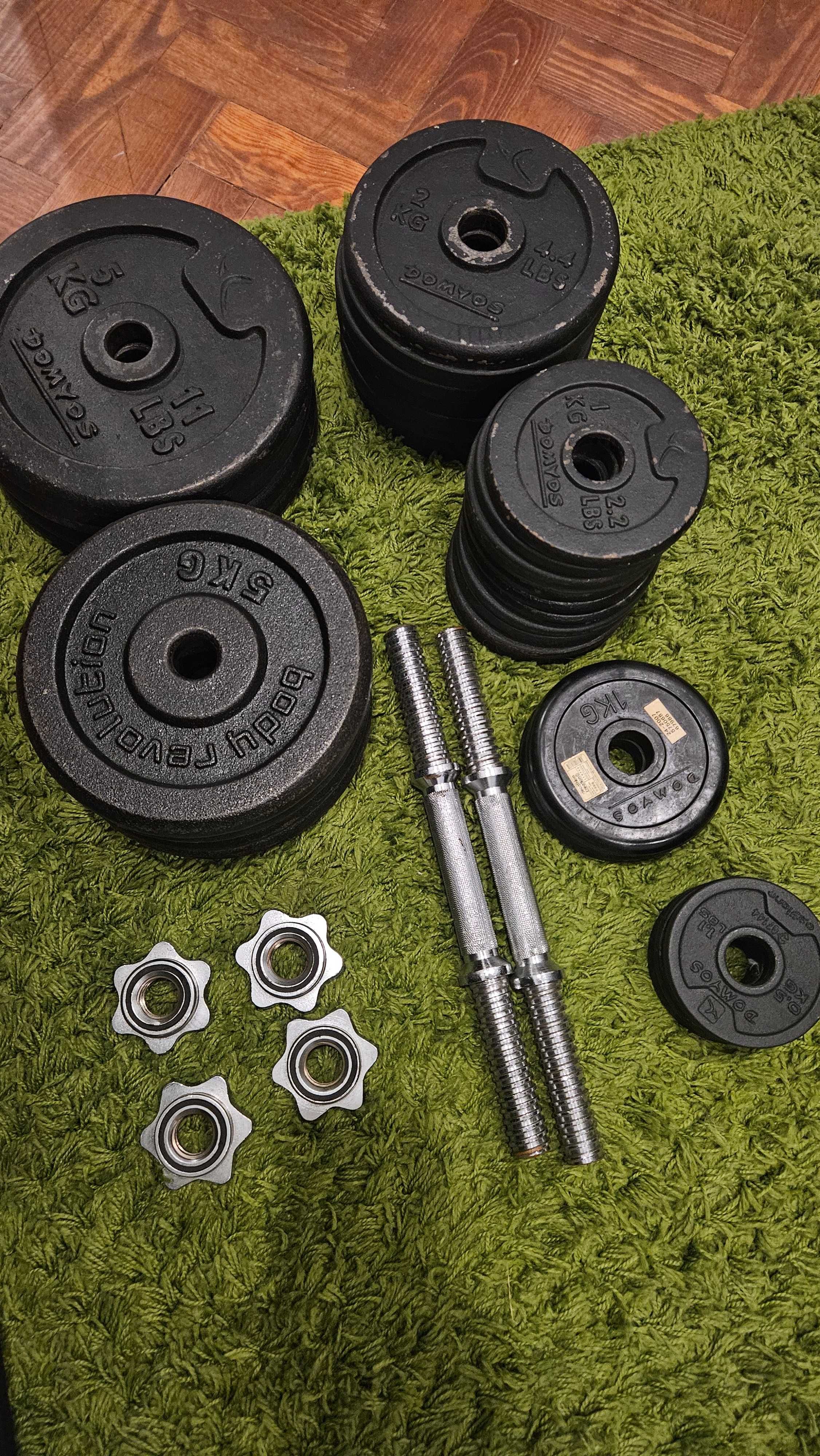 Discos de musculaçao de ferro e barras